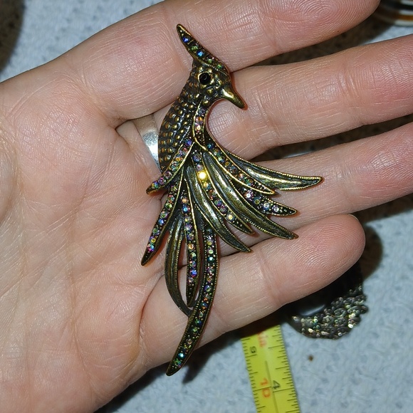Gold and Silver Bird Brooch/ Pendant Set - Picture 8 of 9